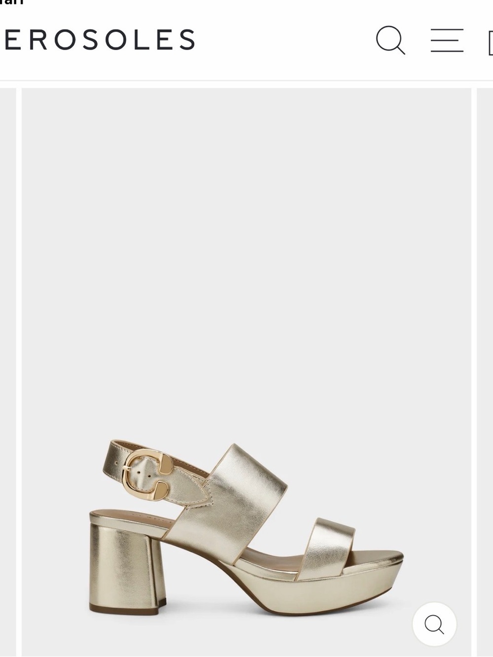 AEROSOLES Gold Block Heel Platform Sandal